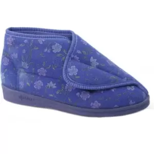 image of Comfylux Womens/Ladies Andrea Floral Bootee Slippers (4 UK) (Blue)