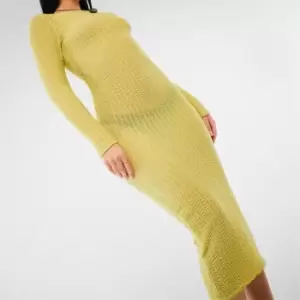 image of Missguided Textured Boat Neck Midaxi Dress - Green