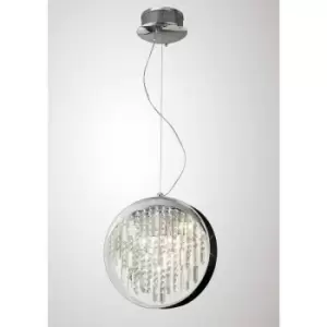 Image of Geo pendant lamp with Black lampshade 9 polished chrome / crystal bulbs