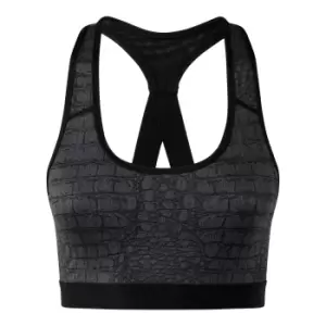 Image of TriDri Womens/Ladies Performance Animal Printed Medium Impact Sports Bra (XL) (Crocodile Black)