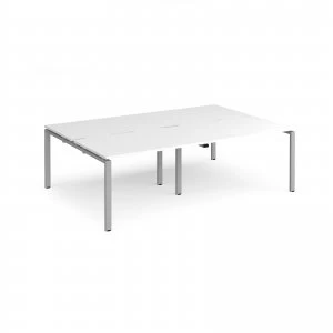 image of Adapt II Double Back to Back Desk s 2400mm x 1600mm - Silver Frame whi