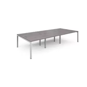 Image of Connex Triple Back to Back Office Desk - 3600mm x 1600mm - White - Grey Oak
