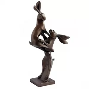 Image of Gallery Collection 8226 Boxing Hares Cold Cast Bronzed Figurine