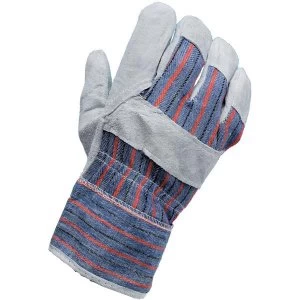 Image of Work Gloves Pair Rigger Style All purpose Leather and Cotton 51mm Cuff One Size