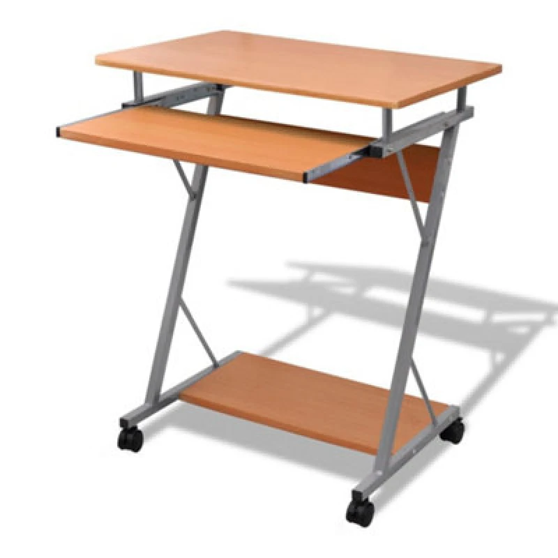 Image of vidaXL Compact Computer Desk with Pull-out Keyboard Tray Brown Office Stand
