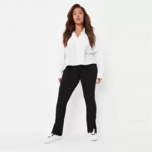 Image of Missguided Plus Jersey Split Flare Hem Legging - Black