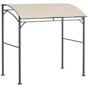 Image of Outsunny 2.2 x 1.5 m BBQ Grill Gazebo Tent, Garden Grill with Metal Frame, Curved Canopy and 10 Hooks, Outdoor Sun Shade, Beige