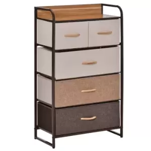 Image of Homcom Storage Unit 5 Linen Fabric Drawers Steel Frame Multi