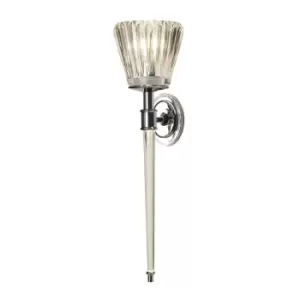Image of Twin Wall Light Sconce IP44 Ribbed Glass Integral LED Polished Chrome G9 3.5W