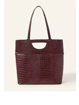 Image of Accessorize Faux Croc Grab Large Shoulder Bag, Red, Women