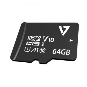 Image of V7 64GB U3 V30 A1 MicroSDXC Card CL10 Ultra HD + Adapter
