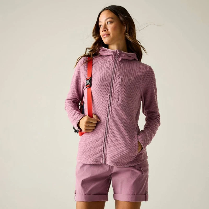 Image of Dare 2b Womens Switch Up Full Zip Hooded Pro Fleece in Mauve Size: 10 Mauve Female 10