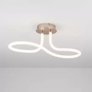 Image of Harperliving - LED 1 Light Semi-Flush Ceiling Light, Polycarbonate Shade, Matt Nickel, Non-Dimmable