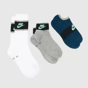 Image of Nike U Nbb Everyday Plus Cushioned Crew Socks 3 Pairs, Multi-Color, size: M, Unisex, Socks, DQ9166-902