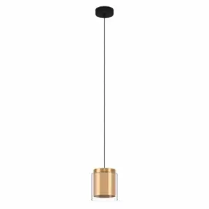 Image of Eglo Brass And Clear Glass Single Pendant