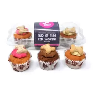 image of The Barking Bakery Trio of Mini Woofins Dog Treat Muffins, Iced, One Size