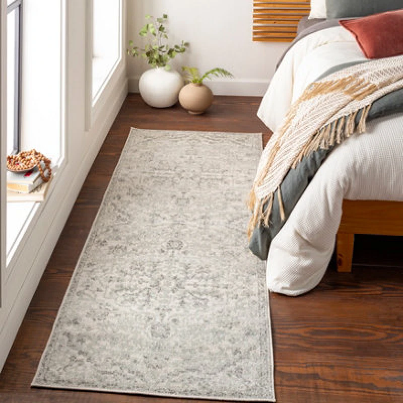 Image of Livabliss Vintage Oriental Boho Light Beige Lou Runner Rug 80 X 220 Cm - Easy Care, Non Shedding, Ideal For Hallway Or Beside The Bed