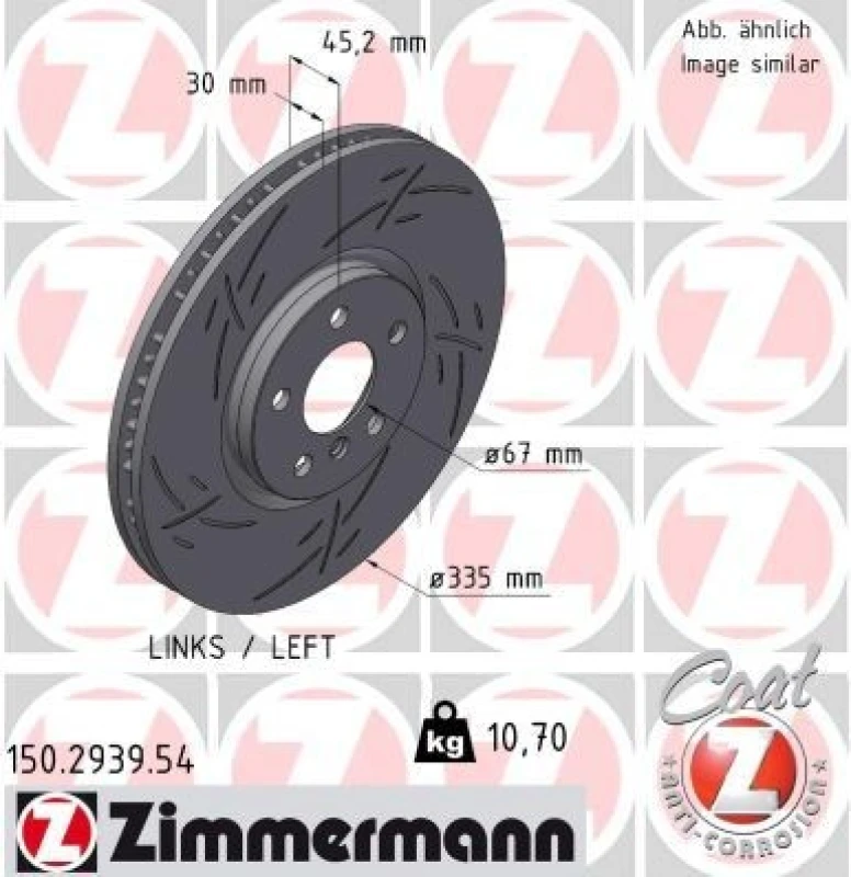Image of ZIMMERMANN Brake disc ZIMMERMANN 150.2939.54
