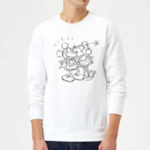 Image of Disney Mickey Mouse Kissing Sketch Sweatshirt - White - S