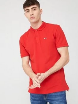 image of Tommy Jeans Classics Solid Stretch Polo Shirt - Racing Red