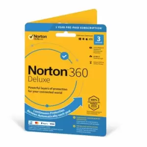 image of Norton 360 Deluxe - 1 year subscription with automatic renewal for 1 User, 3 Devices, none