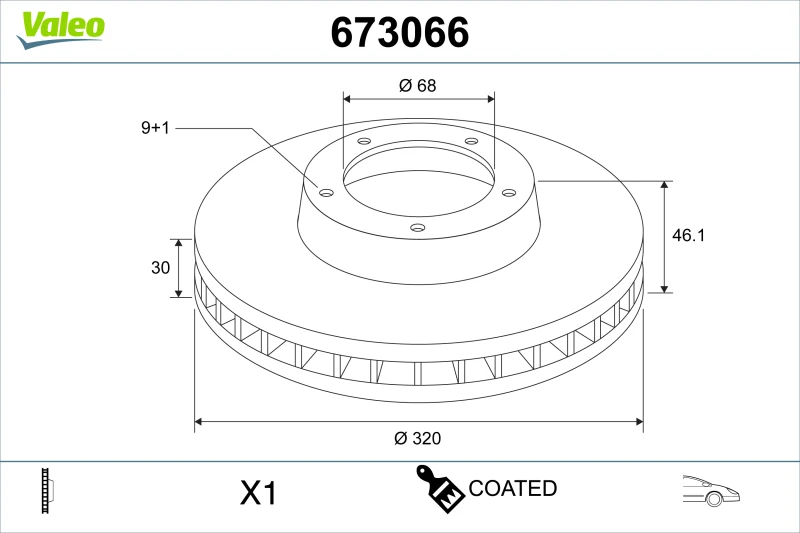 Image of Brake disc VALEO 673066
