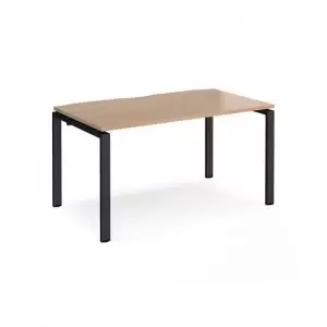 image of Adapt single desk 1400mm x 800mm - Black frame and beech top