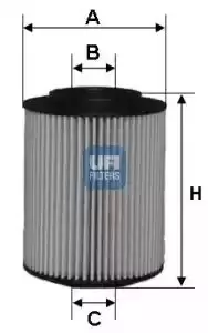 image of UFI 25.028.00 Oil Filter Oil Cartridge