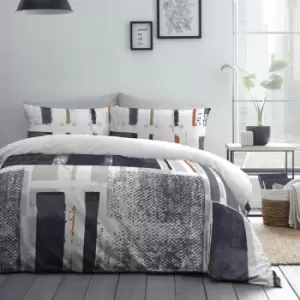 image of Drift Forward Batika Contemporary Print Reversible Eco-Friendly Duvet Cover Set, Navy, Double