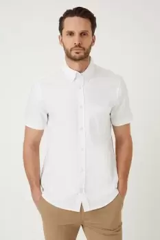 Image of Mens White Short Sleeve Oxford Shirt