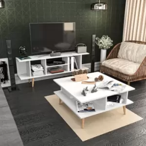 Image of Decorotika - Akya Coffee Table, Cocktail Table, Tea Table For Living Room, Lounge, Foyer - White