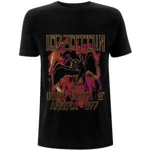 Image of Led Zeppelin - Black Flames Unisex Large T-Shirt - Black