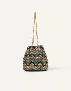 Image of Accessorize Womens Geometric Beaded Duffle Bag, Size: 26x19cm
