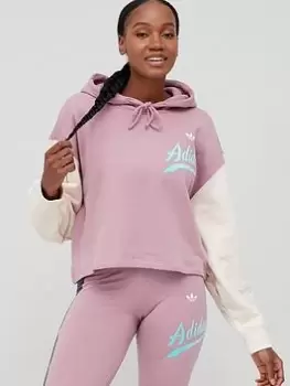 Image of adidas Originals Logo Play Hoodie - Mauve Size 8, Women