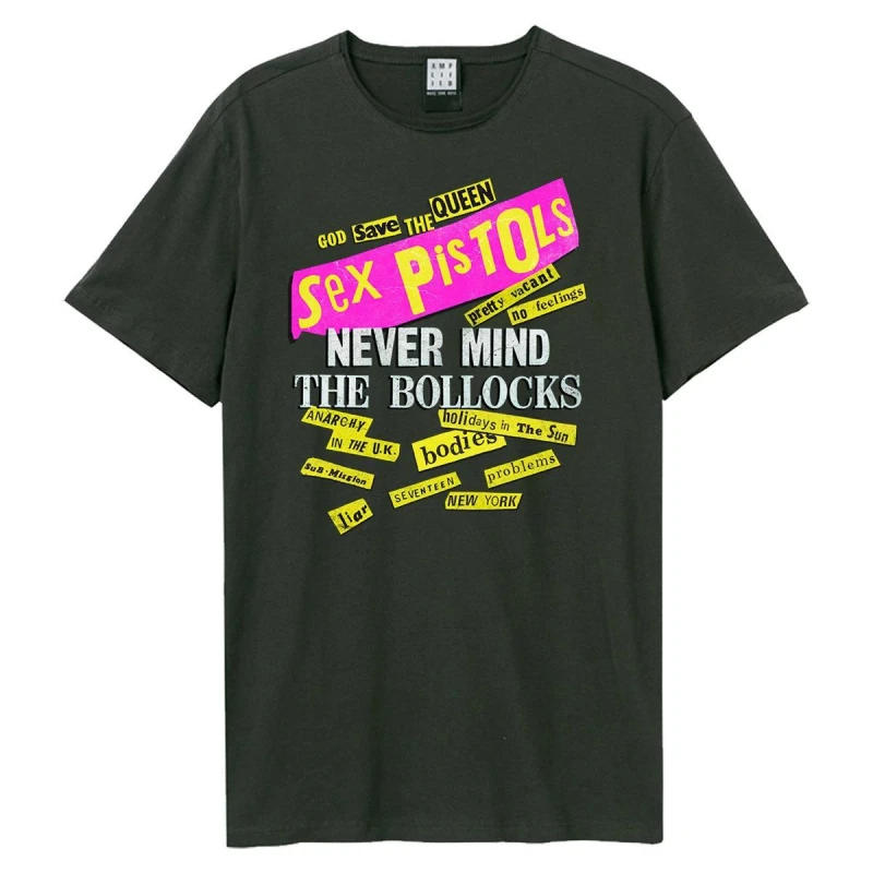 Image of Amplified Amplified Men Nevermind Stickies Sex Pistols T-Shirt in Charcoal Size: Small Charcoal S Male 5063470410736