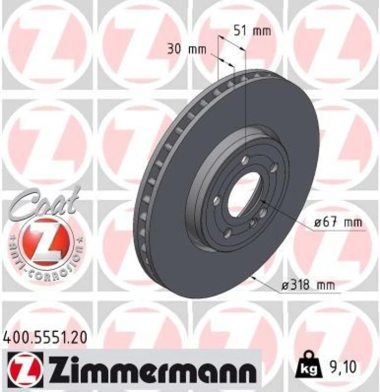 Image of ZIMMERMANN Brake disc ZIMMERMANN 400.5551.20