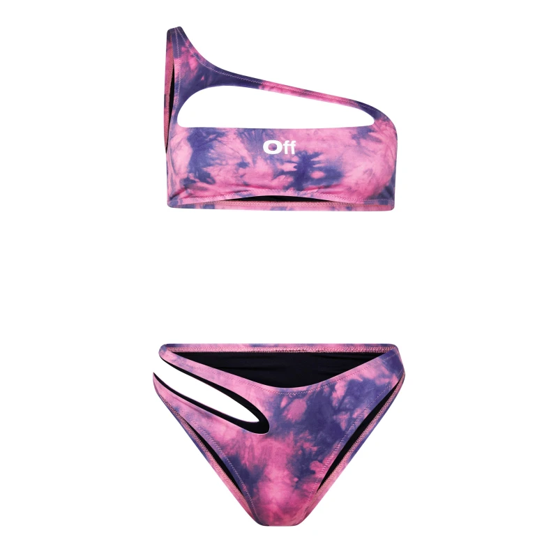 Image of Off White Womens Cut Out Bikini Set Pink/Blue female 8 (XS)