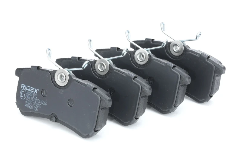 Image of RIDEX 402B0012 Brake pad set Rear Axle, not prepared for wear warning indicator, with anti-squeak plate Brake Pad Set,disc brake (402)