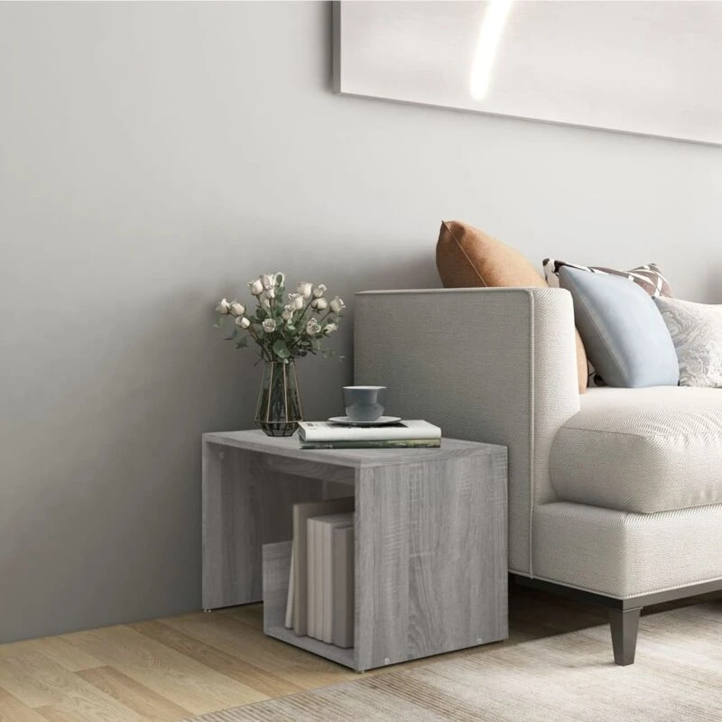 Image of vidaXL Side Table Grey Sonoma 59x36x38cm Engineered Wood, Grey 826633