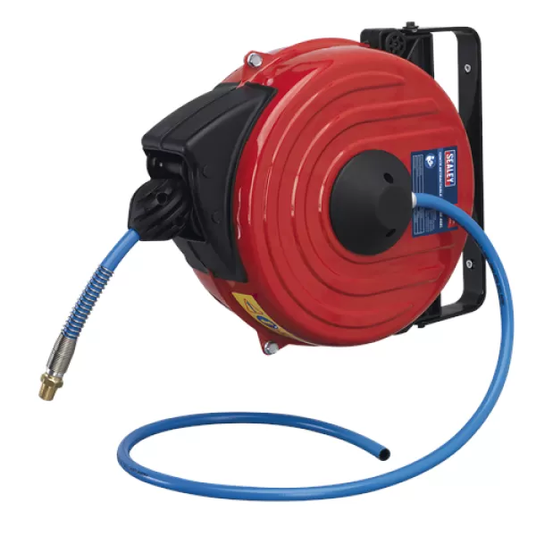 image of Genuine SEALEY SA90 Retractable Air Hose Reel 12mtr &#216;8mm ID TPU Hose