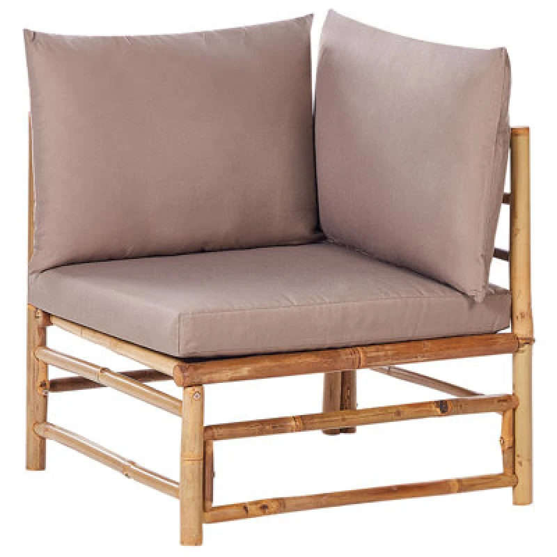 Image of Beliani Garden Corner Section Cerreto Bamboo Wood Taupe