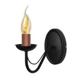 image of Malbo Candle Wall Lamp Black Copper 25cm