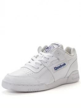 Image of Reebok Workout Plus Trainers, White/Blue, Size 9, Men