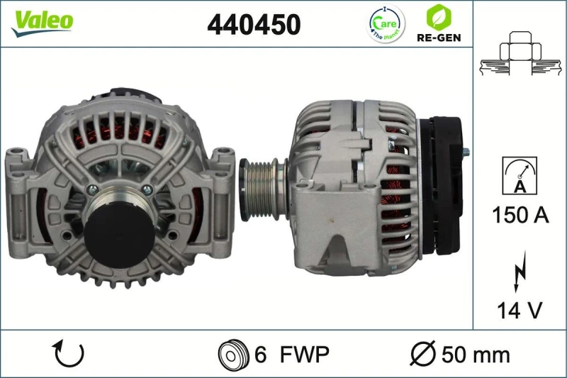 Image of VALEO 440450 Generator Alternator Charging Current: 150A, Voltage: 14V Alternator (4)