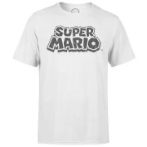 image of Nintendo Super Mario Distressed Logo White T-Shirt - L - White