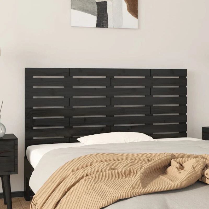 Image of VIDAXL Wall Headboard Black 126x3x63cm Solid Wood Pine Vidaxl 8720845684501