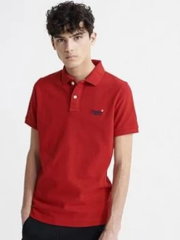 Image of Superdry Classic Pique Short Sleeved Polo Top - Red Size M Men