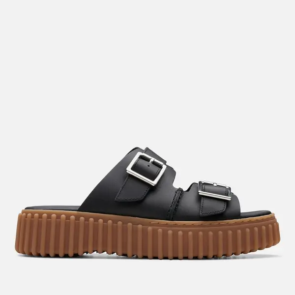 Image of Clarks Womens Torhill Leather Sandals - UK 7 Black Sandals female 26176428 7