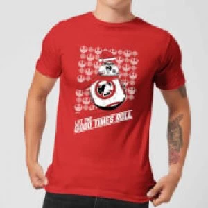 Image of Star Wars Let The Good Times Roll Mens Christmas T-Shirt - Red - L