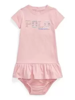 Image of Ralph Lauren Baby Girls Polo Grapic Short Sleeve Dress - Rose Pink, Rose Pink, Size 6 Months